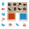 Fa játék nyomda készlet (8 db) - tengeri állatos